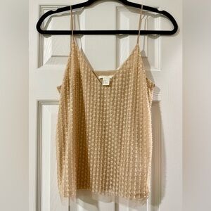 Beige Beaded Spaghetti-Strap Camisole